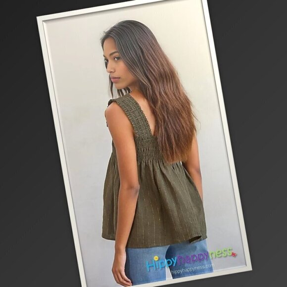 NWT By Together Brand Linen Babydoll Sleeveless Top Tank SML - Picture 4 of 4